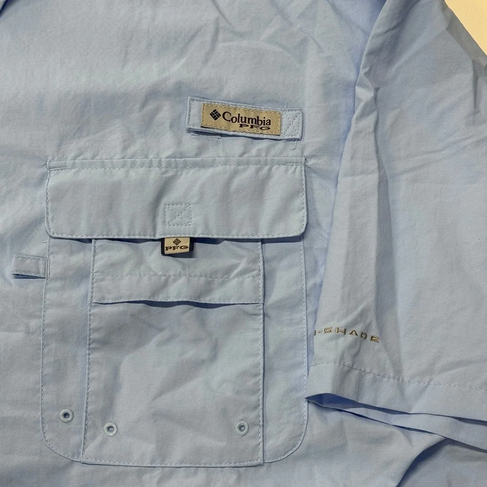 Columbia Bahama PFG Fishing Shirt Mens‎ 2XT UPF 50 Omni Shade Button Up NWT Blue